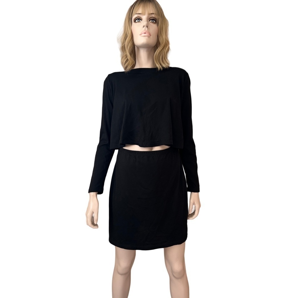 Nordstrom Socialite Dress Cut-Out midriff front Long Sleeve Mini Made in USA